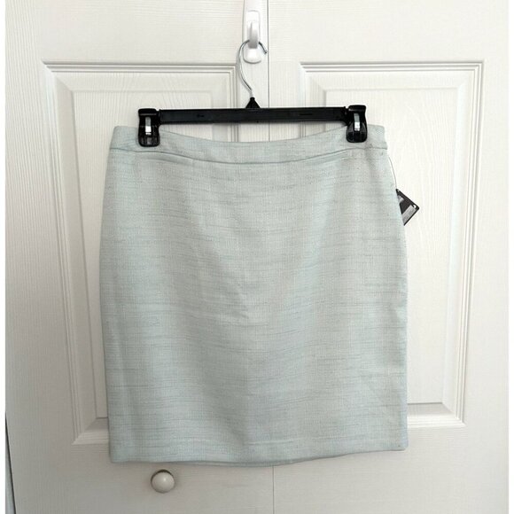 Halogen Rear Zip Lined Pencil Skirt Pale Green Tweed Work Wear Size 14 - Picture 1 of 9